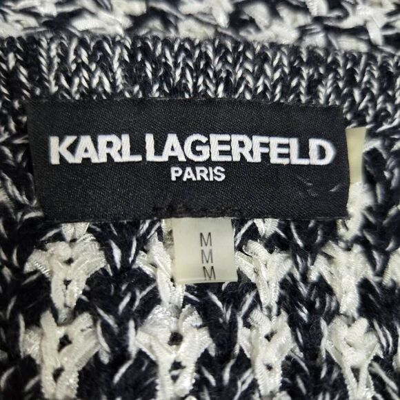 Karl Lagerfeld Open Front Fringe Cardigan Size Medium - Picture 7 of 8